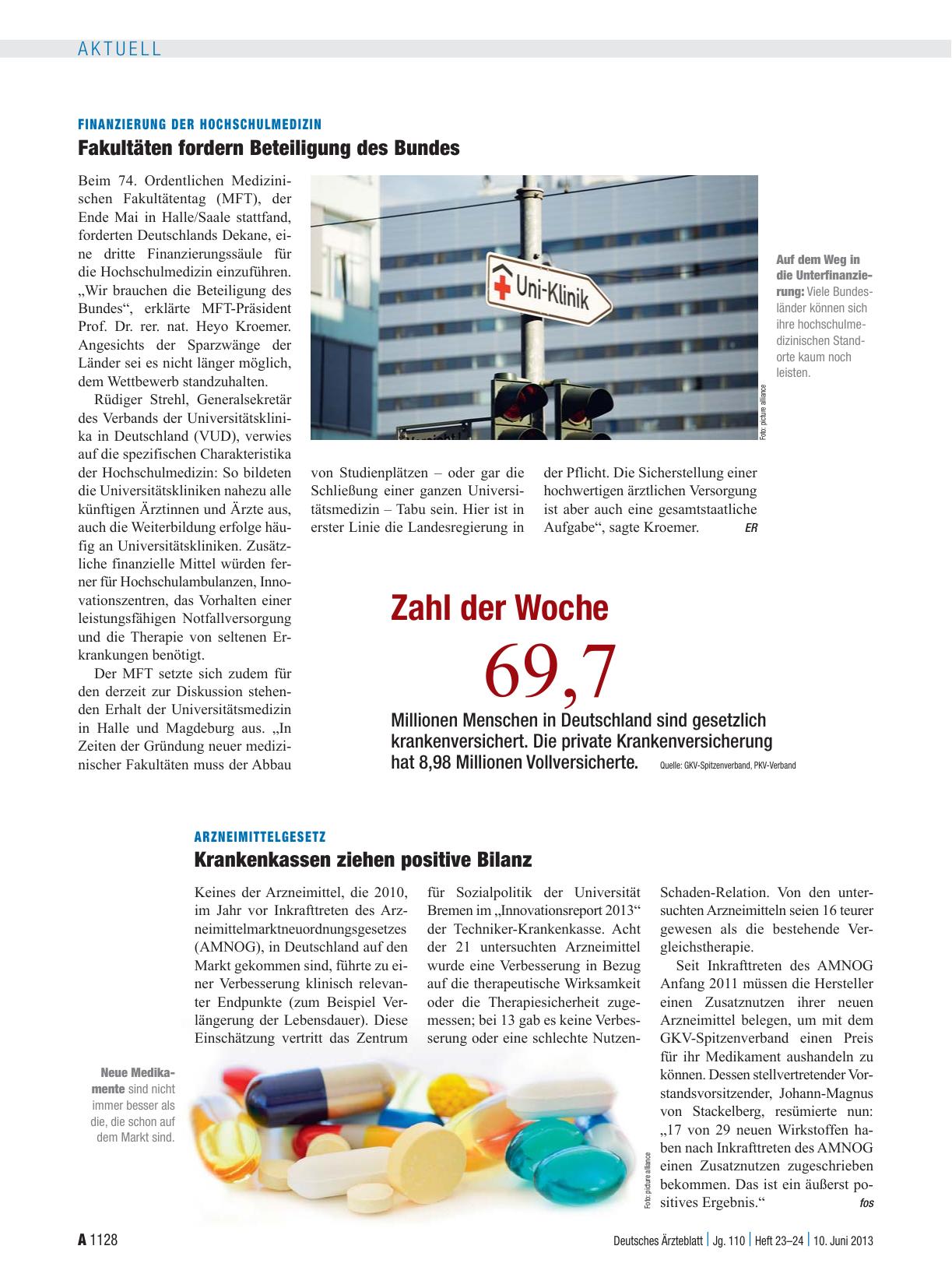 Vorschauseite 1: Finanzierung der Hochschulmedizin: Fakultäten fordern Beteiligung des Bundes