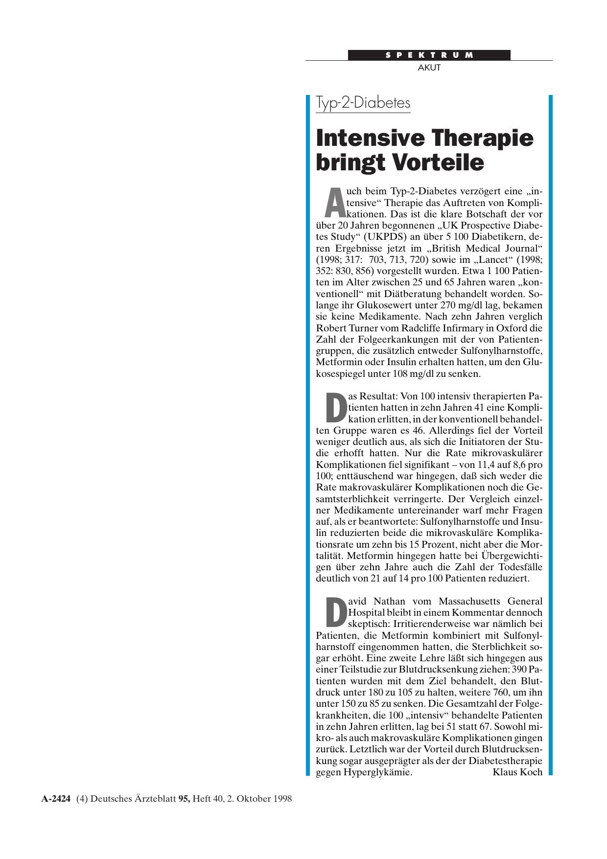 Vorschauseite 1: Typ-2-Diabetes: Intensive Therapie bringt Vorteile