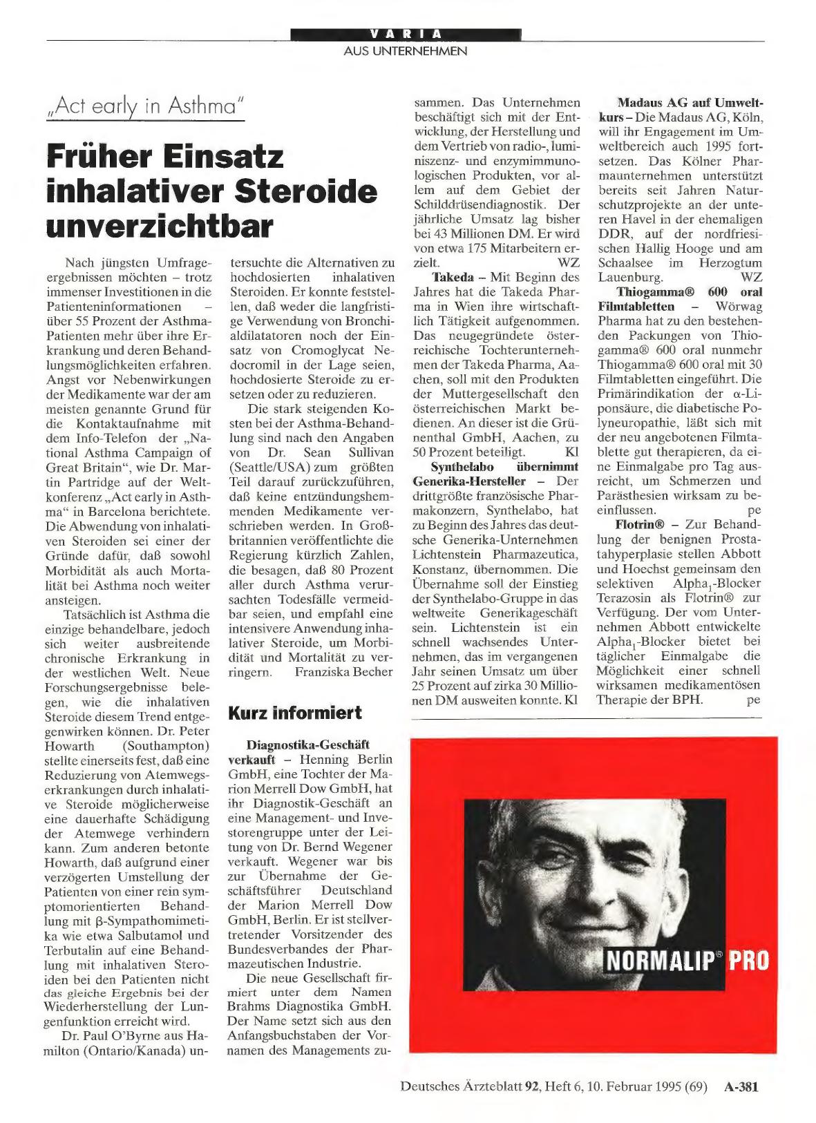Vorschauseite 1: Act early in Asthma: Früher Einsatz inhalativer Steroide unverzichtbar