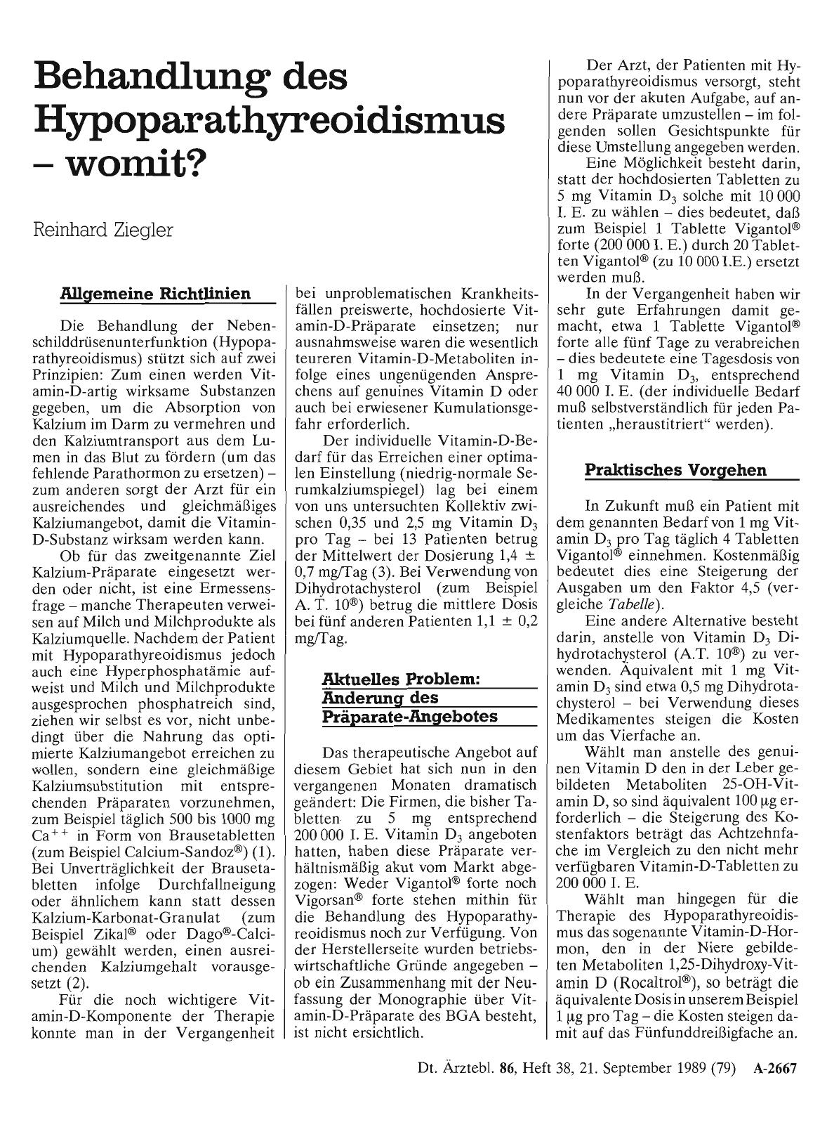 Vorschauseite 1: Behandlung des Hypoparathyreoidismus – womit?