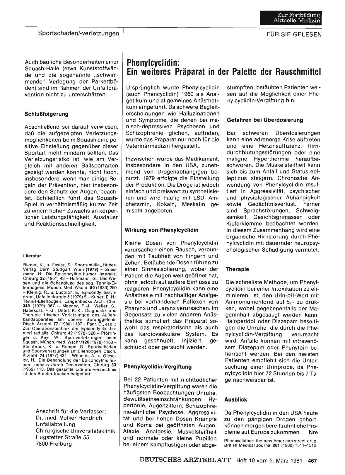 Vorschauseite 1: Phenylcyclidin: Ein weiteres Präparat in der Palette der Rauschmittel