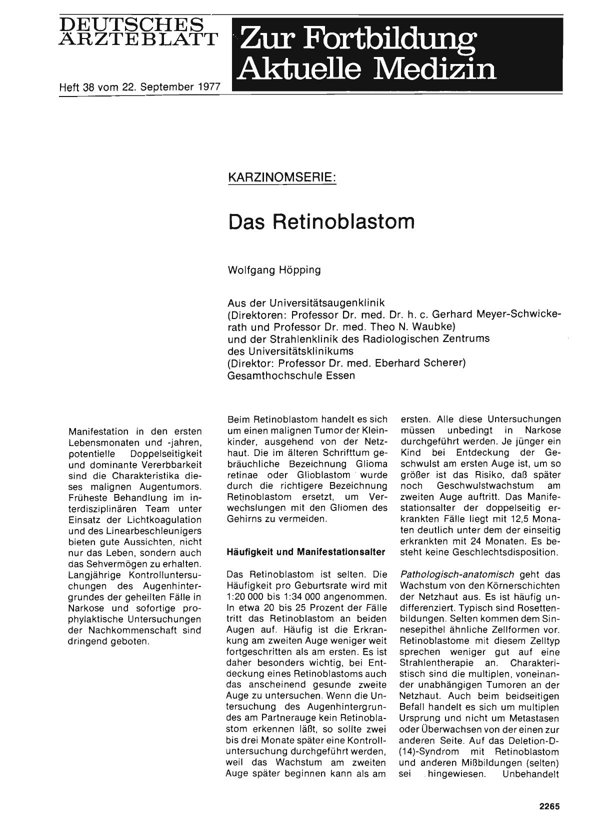 Vorschauseite 1: KARZINOMSERIE: Das Retinoblastom