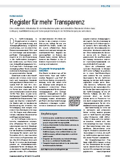 Vorschauseite 1: Notfallmedizin: Register für mehr Transparenz