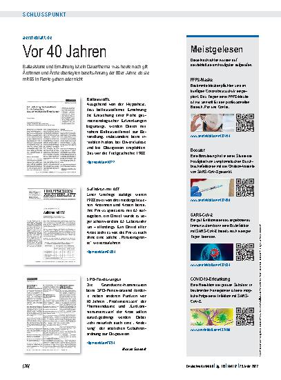 Vorschauseite 1: aerzteblatt.de: Vor 40 Jahren