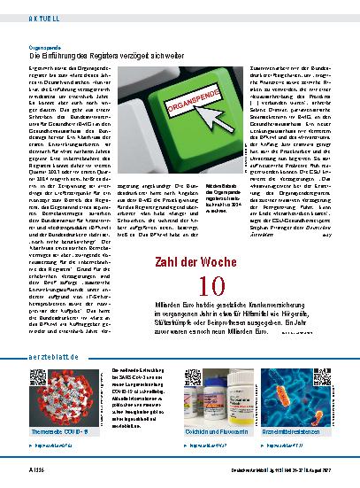 Vorschauseite 1: Organspende: Die Einführung des Registers verzögert sich weiter
