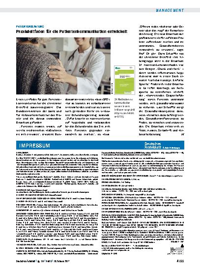 Vorschauseite 1: Patientenberatung: Praxisleitfaden für die Patientenkommunikation entwickelt