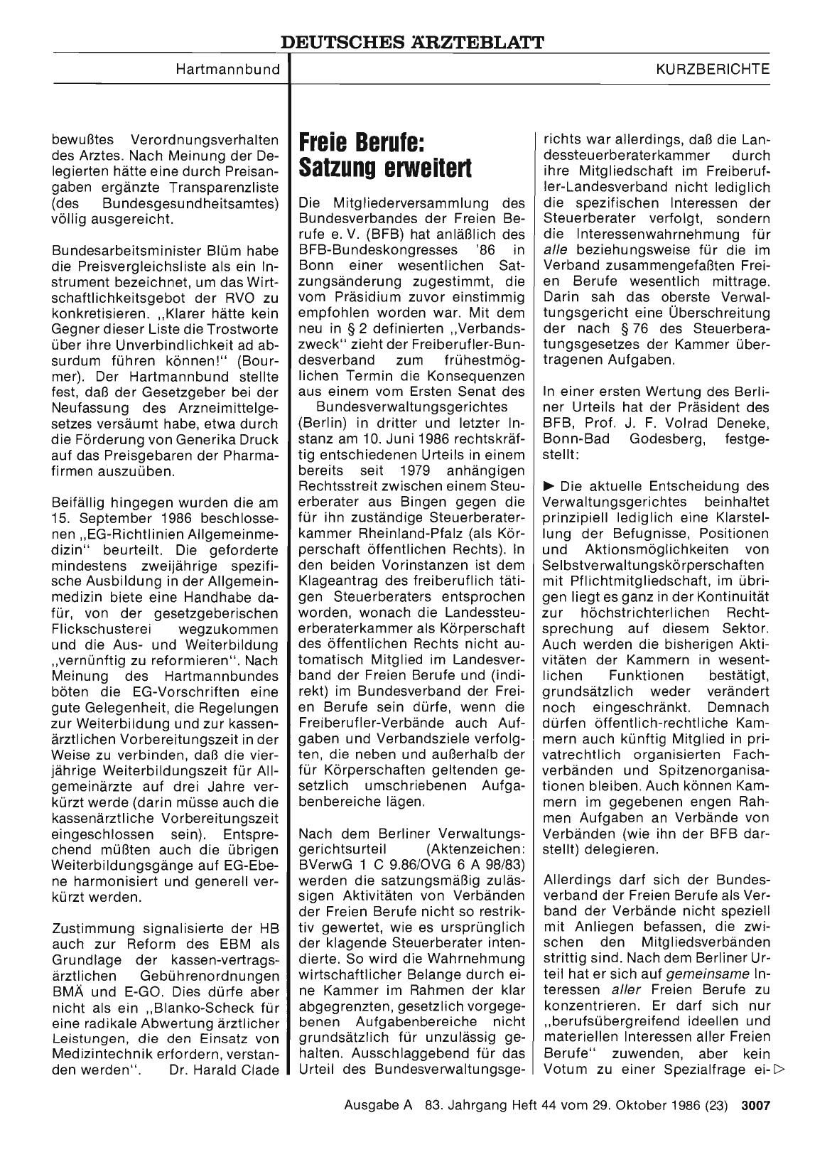 Vorschauseite 1: Freie Berufe: Satzung erweitert