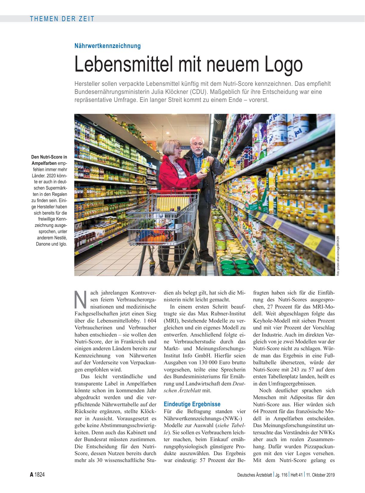 Vorschauseite 1: Nährwertkennzeichnung: Lebensmittel mit neuem Logo