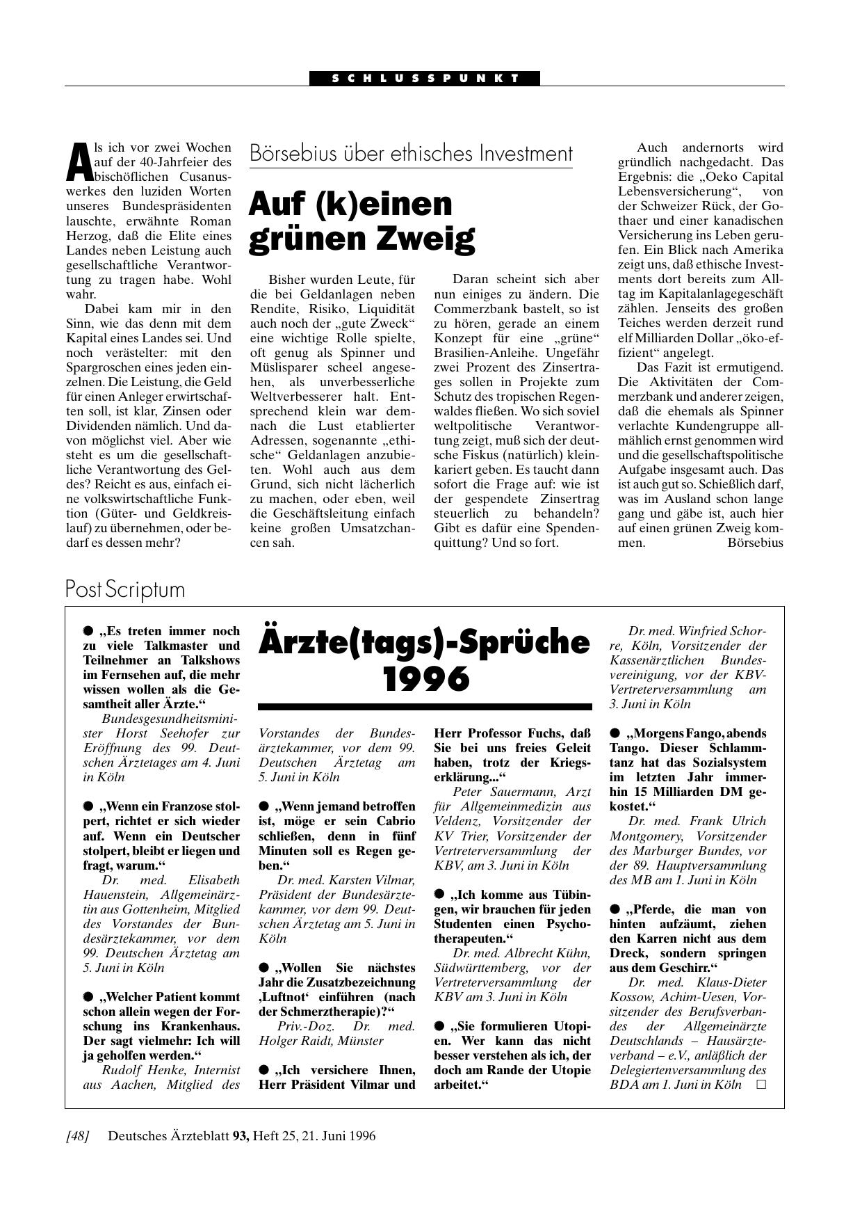 Vorschauseite 1: Ärzte(tags)-Sprüche 1996
