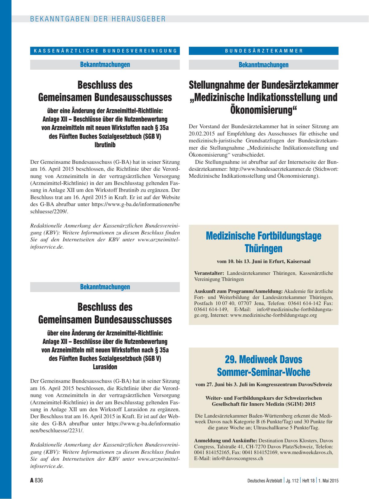 Vorschauseite 1: 29. Mediweek Davos Sommer-Seminar-Woche