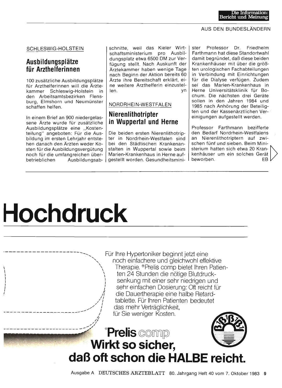 Vorschauseite 1: NORDRHEIN-WESTFALEN: Nierenlithotripter in Wuppertal und Herne
