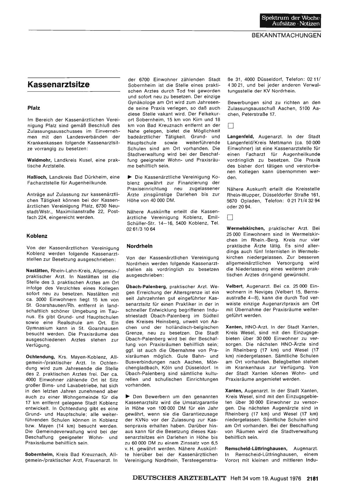 Vorschauseite 1: Kassenarztsitze