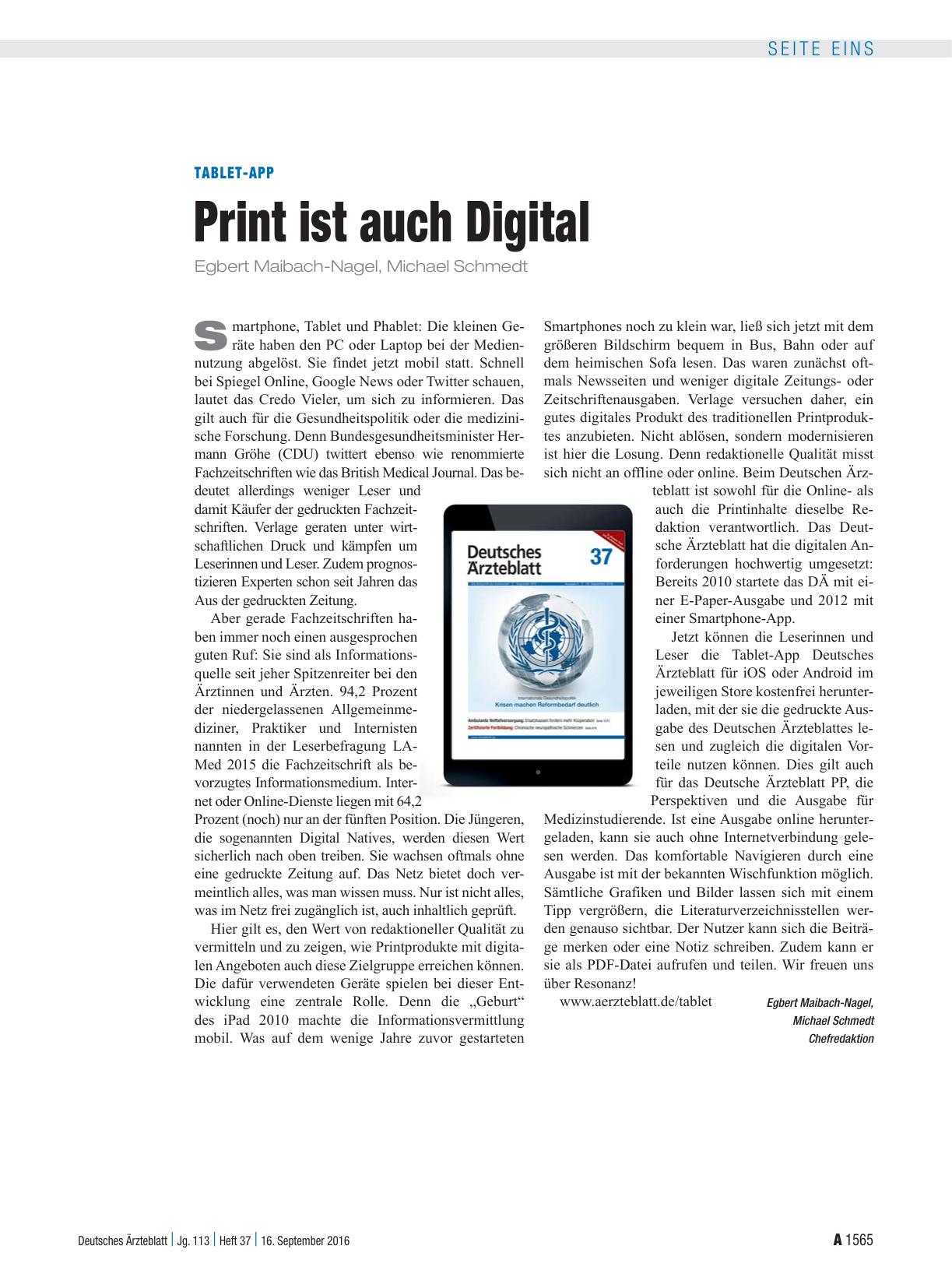 Vorschauseite 1: Tablet-App: Print ist auch Digital