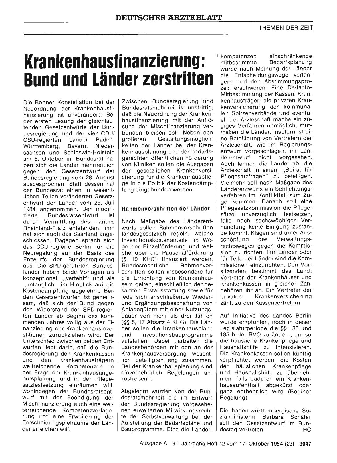 Vorschauseite 1: Krankenhausfinanzierung: Bund und Länder zerstritten