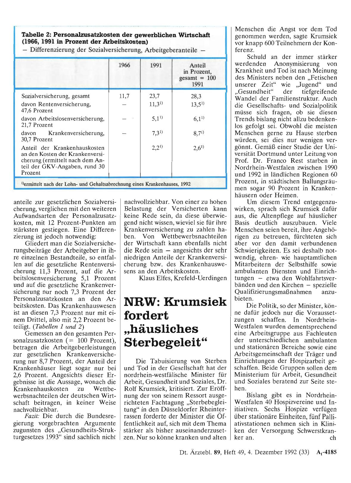 Vorschauseite 1: NRW: Krumsiek fordert „häusliches Sterbegeleit“