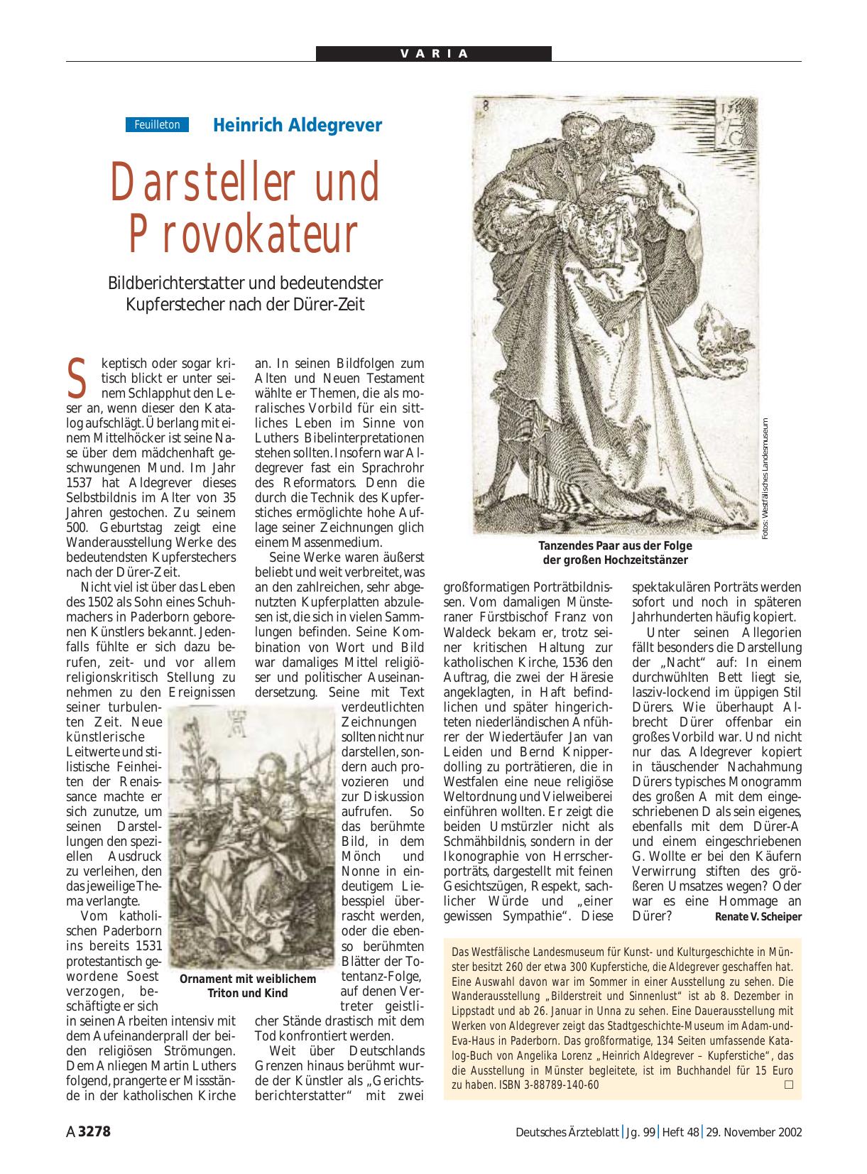 Vorschauseite 1: Heinrich Aldegrever: Darsteller und Provokateur