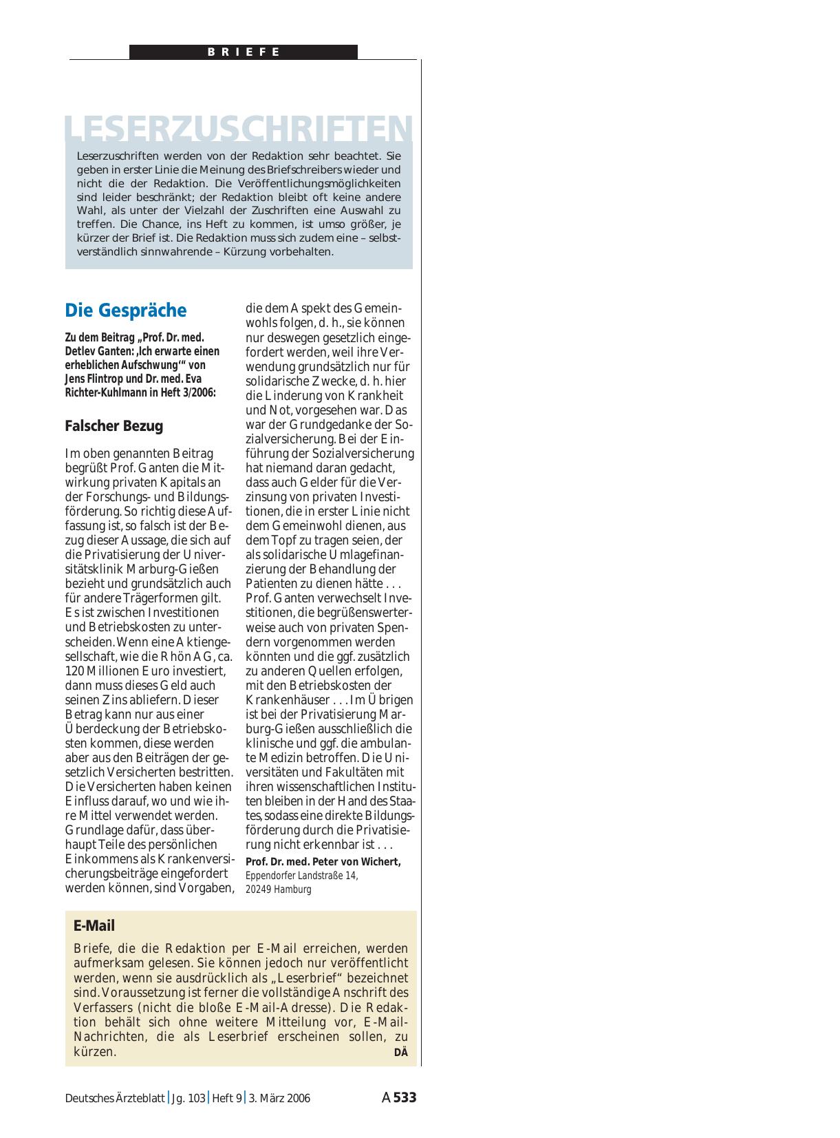 Vorschauseite 1: Die Gespräche: Falscher Bezug