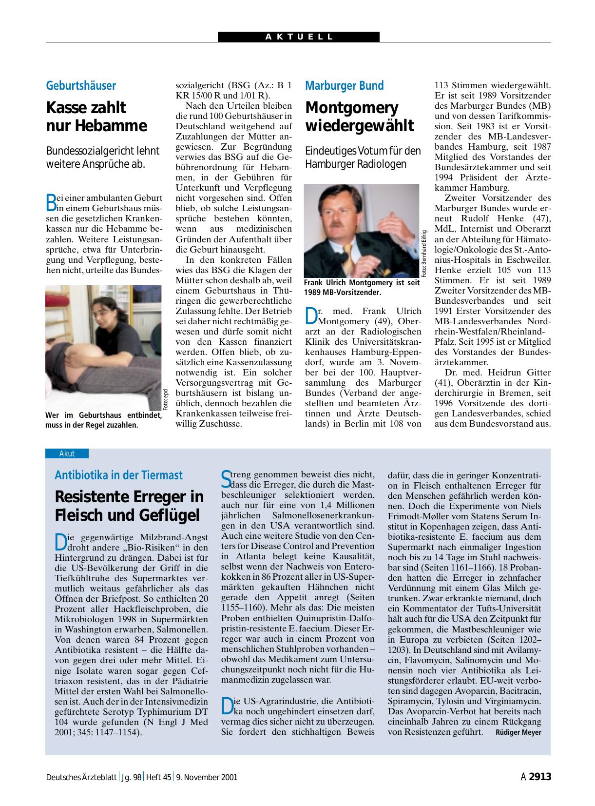 Vorschauseite 1: Geburtshäuser: Kasse zahlt nur Hebamme