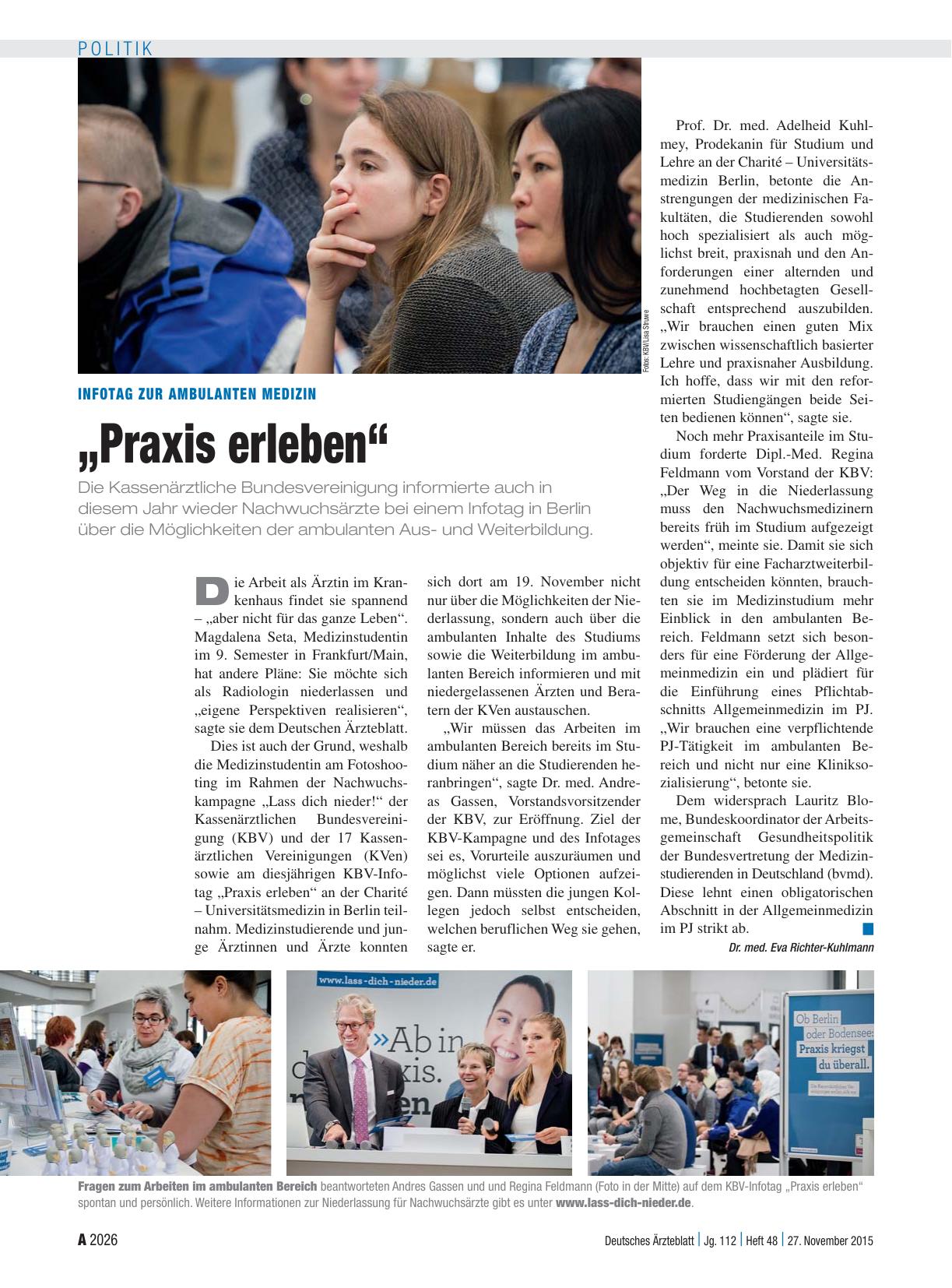 Vorschauseite 1: Infotag zur ambulanten Medizin: „Praxis erleben“