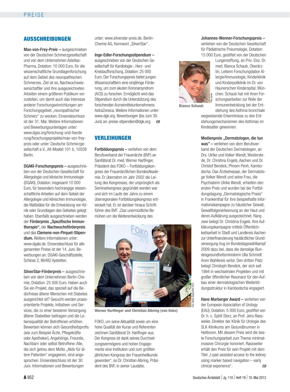 Vorschauseite 1: Verleihungen