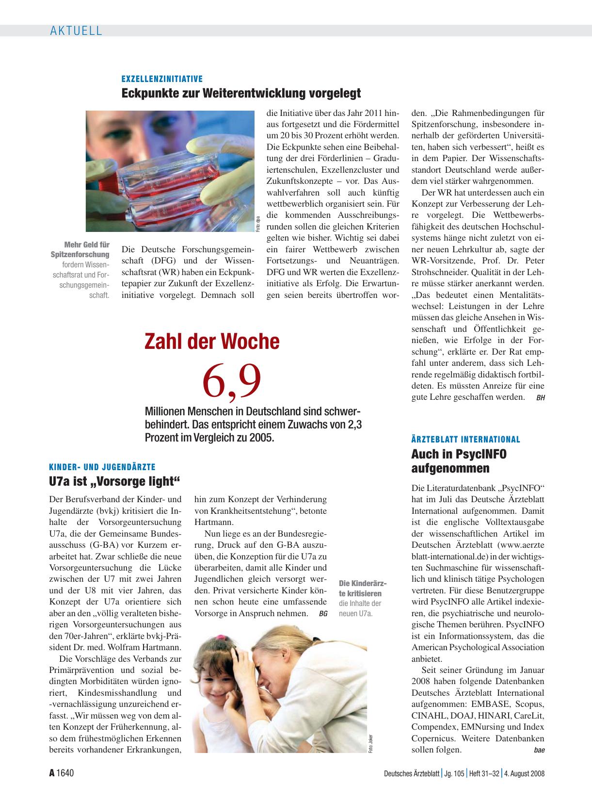 Vorschauseite 1: Kinderund Jugendärzte: U7a ist „Vorsorge light“