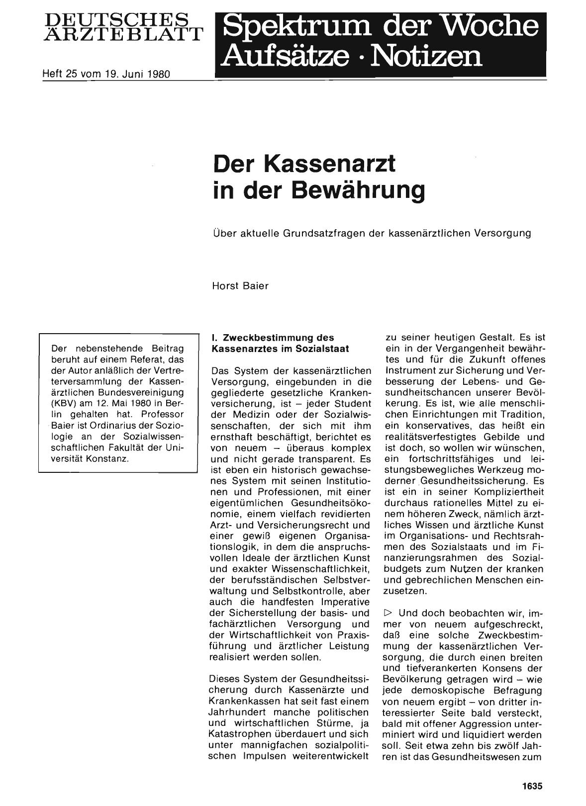 Vorschauseite 1: Der Kassenarzt in der Bewährung