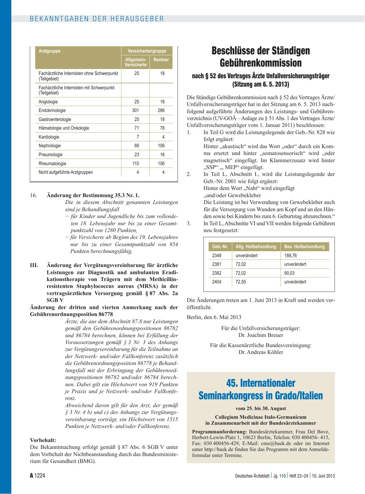 Vorschauseite 1: 45. Internationaler Seminarkongress in Grado/Italien