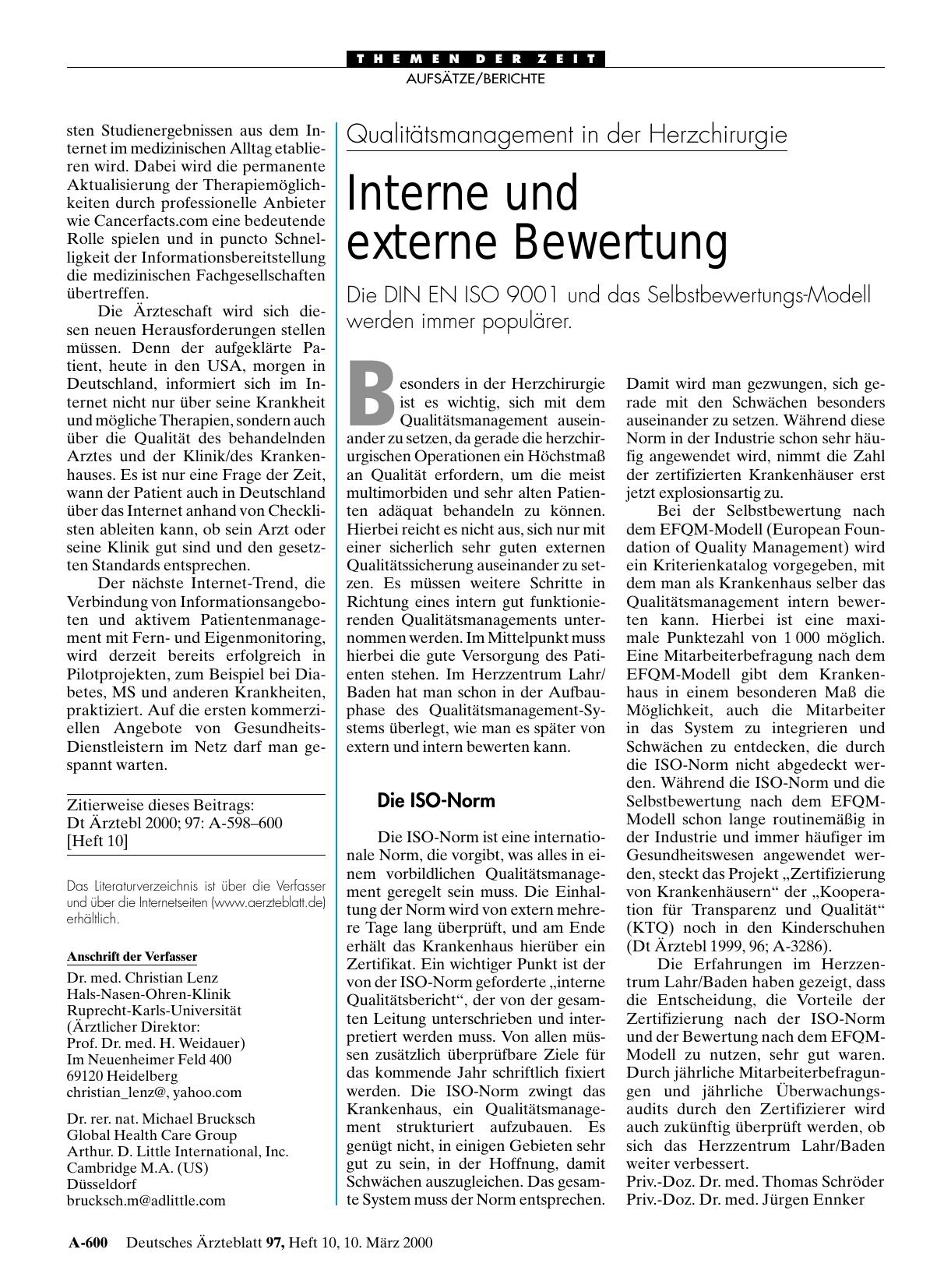 Vorschauseite 1: Qualitätsmanagement in der Herzchirurgie: Interne und externe Bewertung