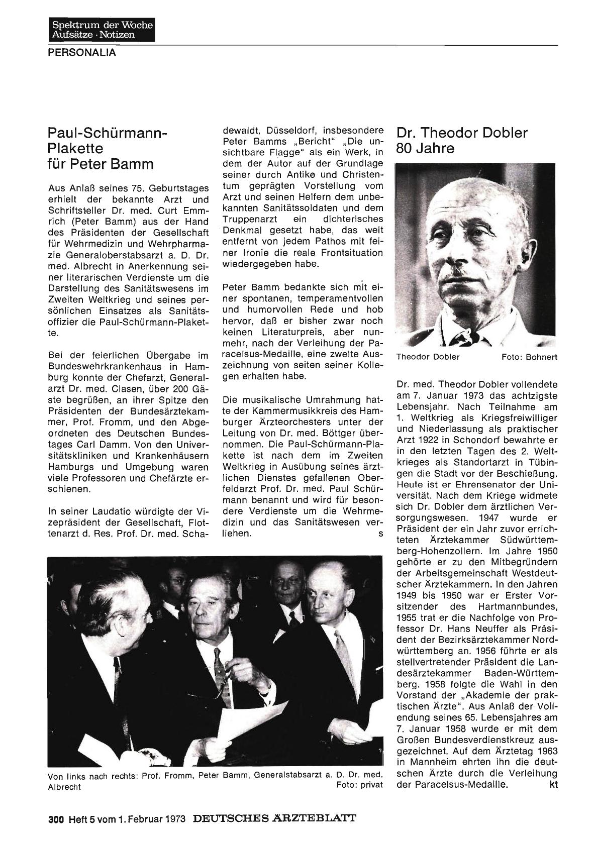 Vorschauseite 1: Paul-Schürmann-Plakette für Peter Bamm