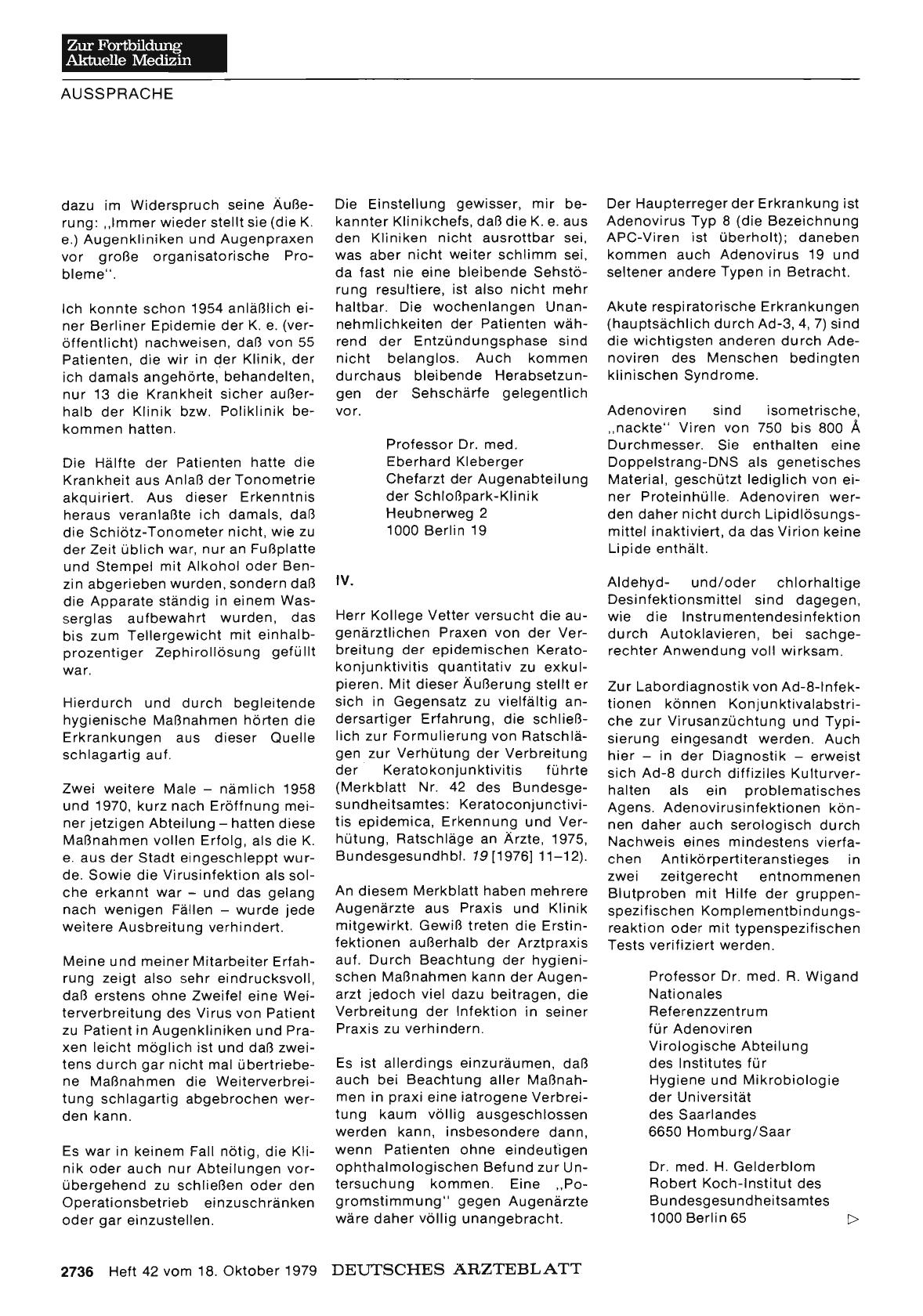 Vorschauseite 1: Keratoconjunctivitis epidemica: Stellungnahme IV.