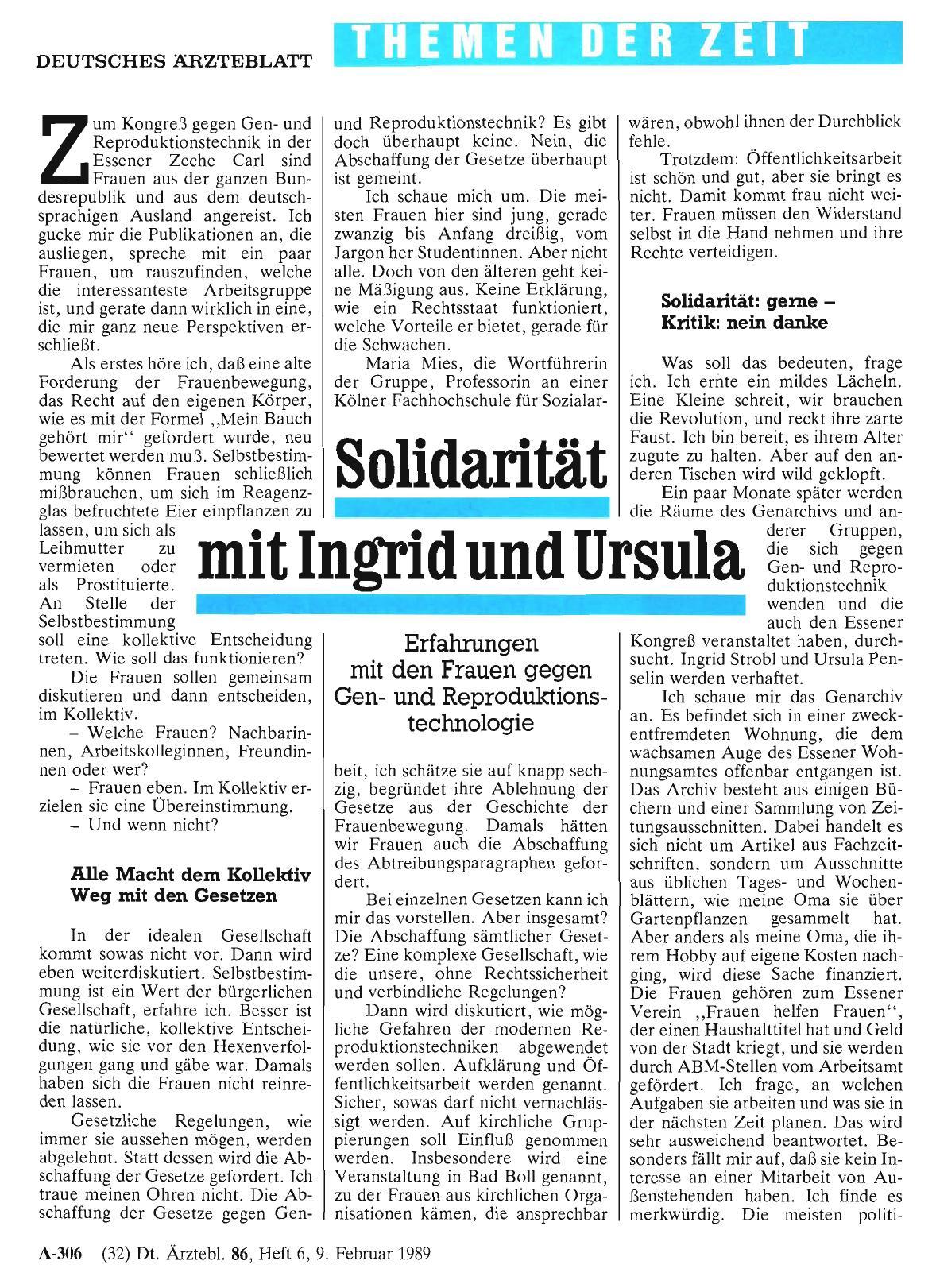 Vorschauseite 1: Solidarität mit Ingrid und Ursula
