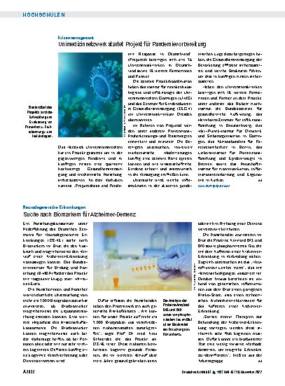Vorschauseite 1: Neurodegenerative Erkrankungen: Suche nach Biomarkern für Alzheimer-Demenz