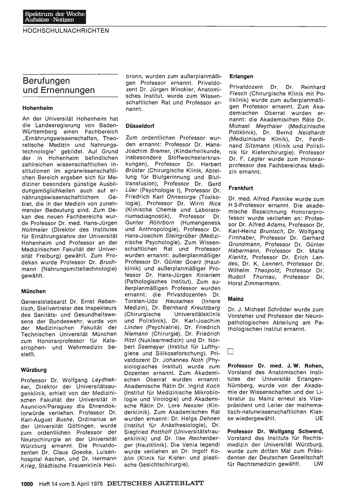Vorschauseite 1: Berufungen und Ernennungen