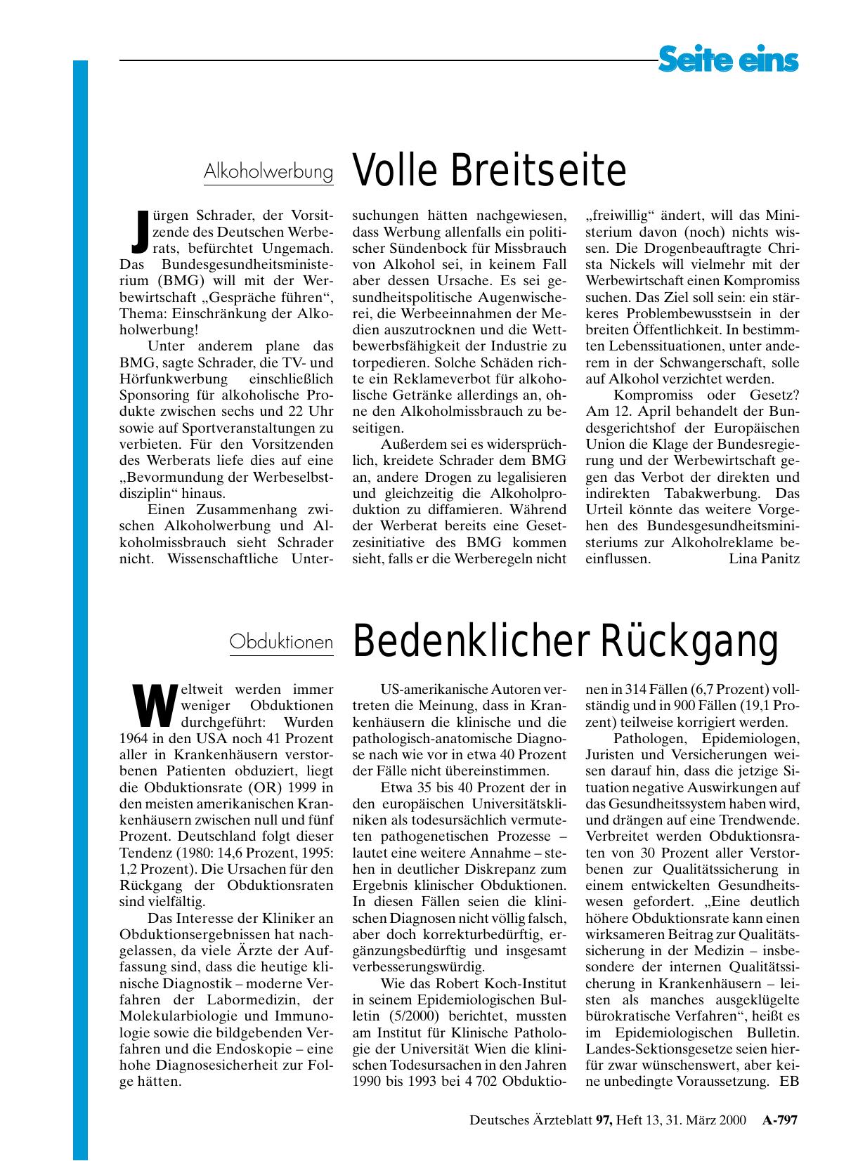 Vorschauseite 1: Alkoholwerbung: Volle Breitseite