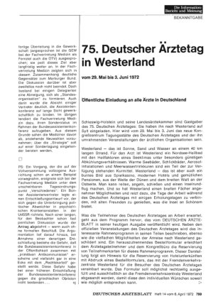 Vorschauseite 1: 75. Deutscher Ärztetag in Westerland