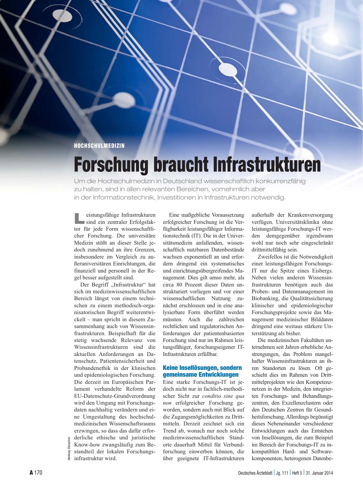 Vorschauseite 1: Hochschulmedizin: Forschung braucht Infrastrukturen