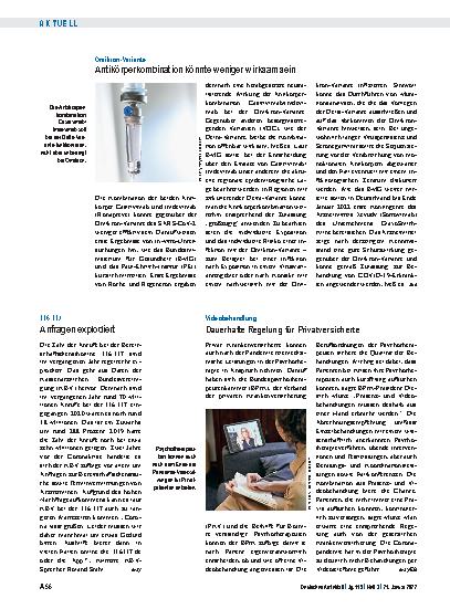 Vorschauseite 1: Omikron-Variante: Antikörperkombination könnte weniger wirksam sein