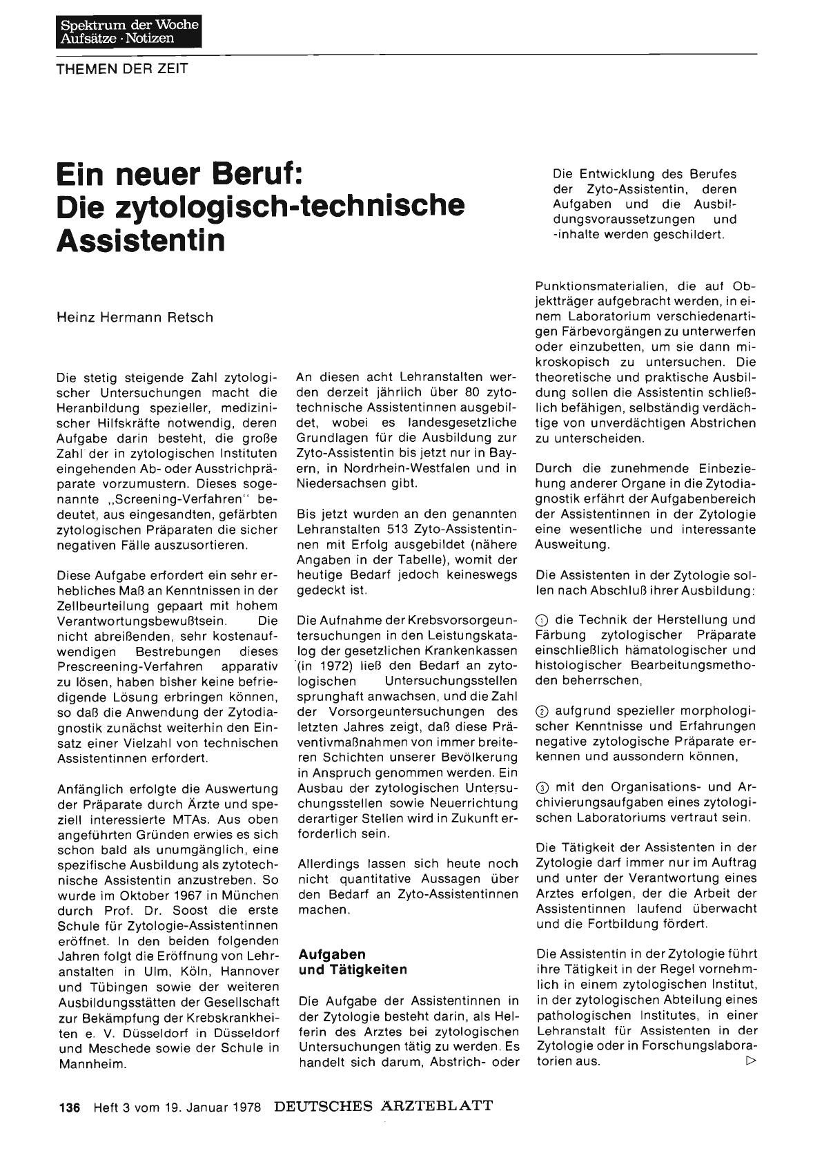 Vorschauseite 1: Ein neuer Beruf: Die zytologisch-technische Assistentin
