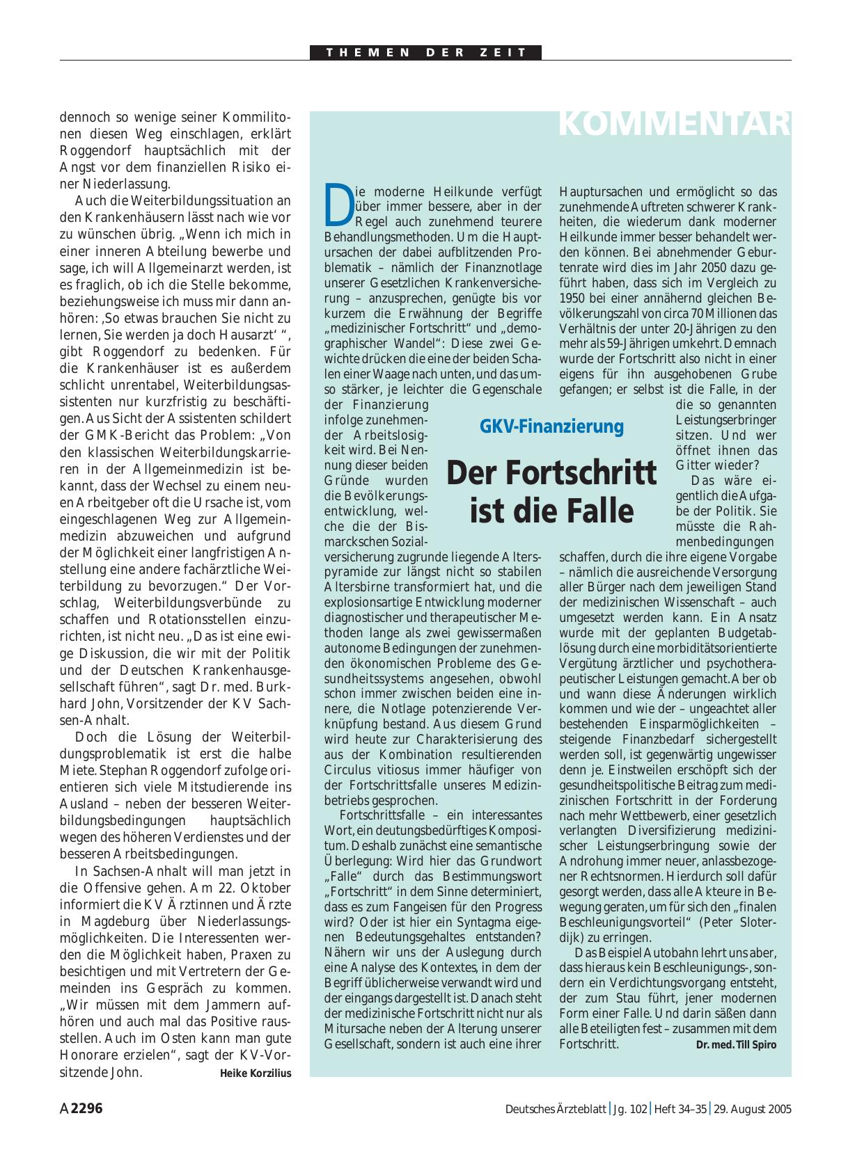 Vorschauseite 1: GKV-Finanzierung: Der Fortschritt ist die Falle