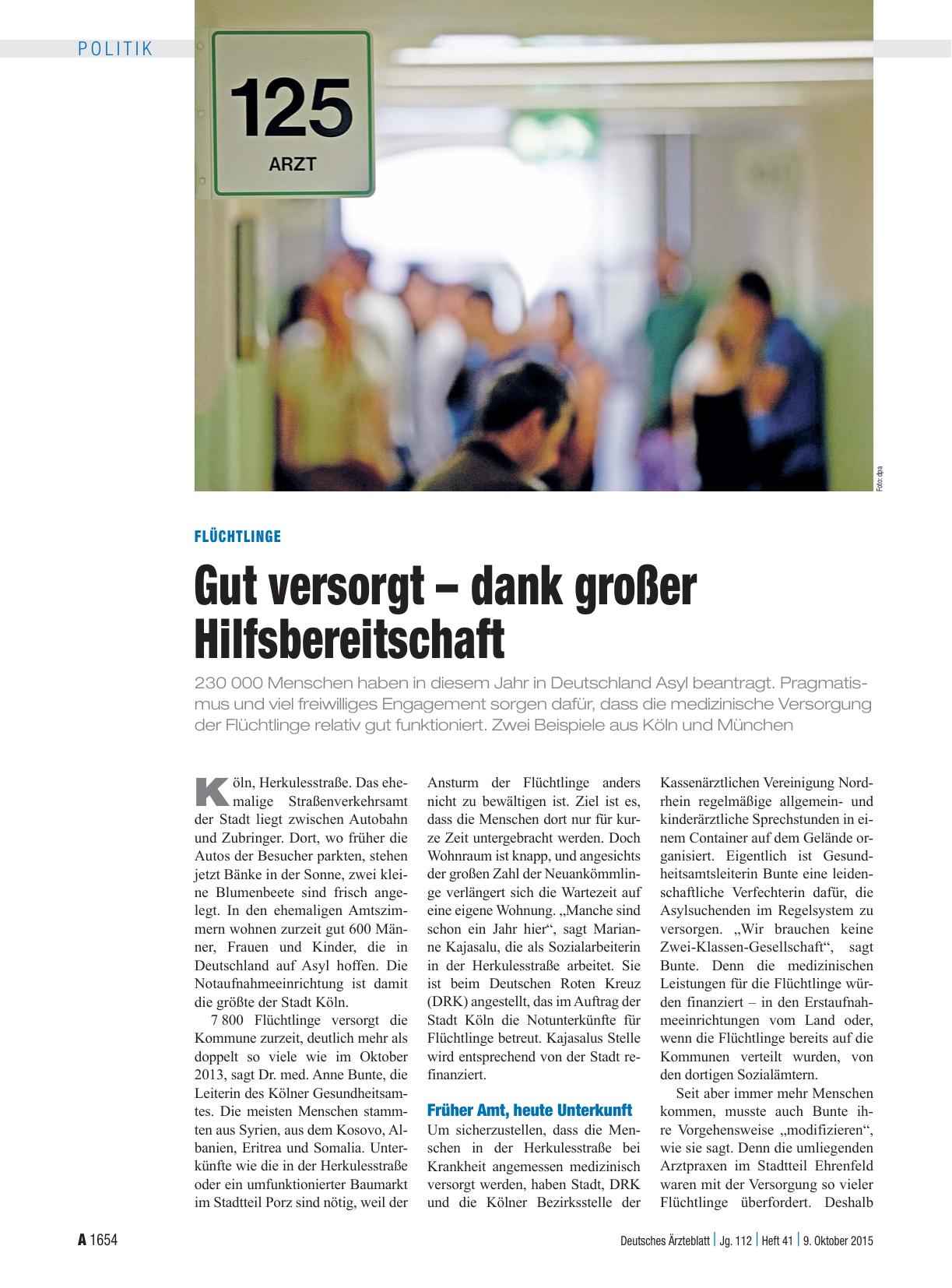 Vorschauseite 1: Flüchtlinge: Gut versorgt – dank großer Hilfsbereitschaft