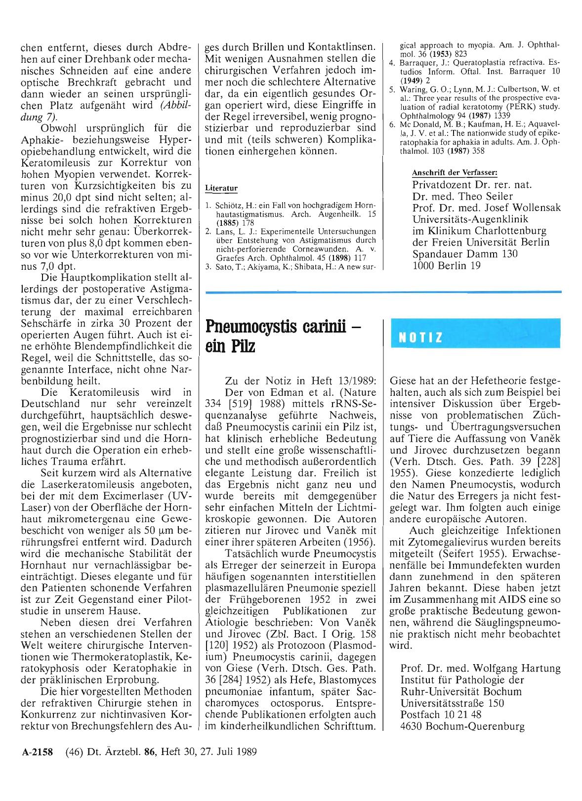 Vorschauseite 1: Pneumocystis carinii — ein Pilz