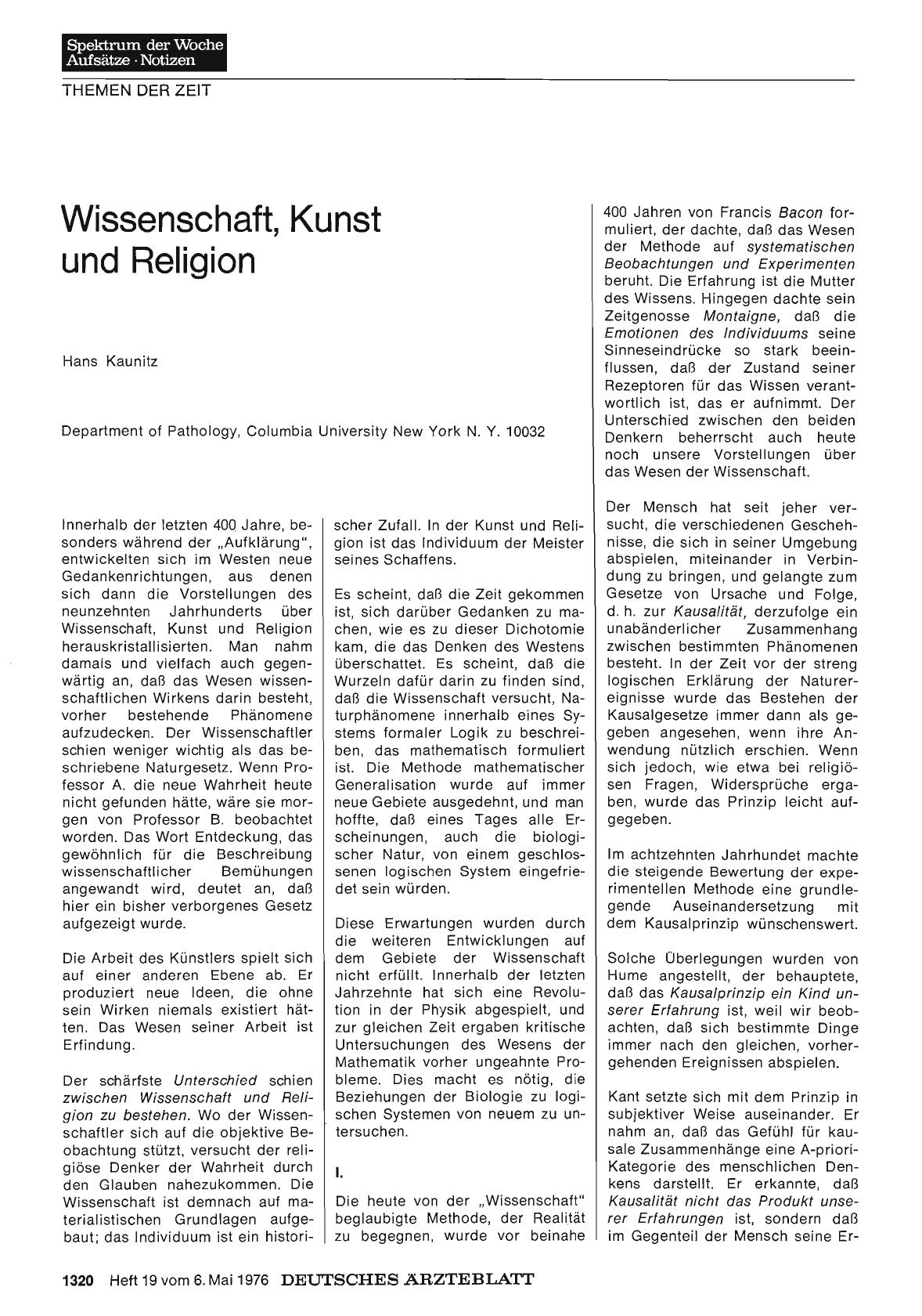 Vorschauseite 1: Wissenschaft, Kunst und Religion