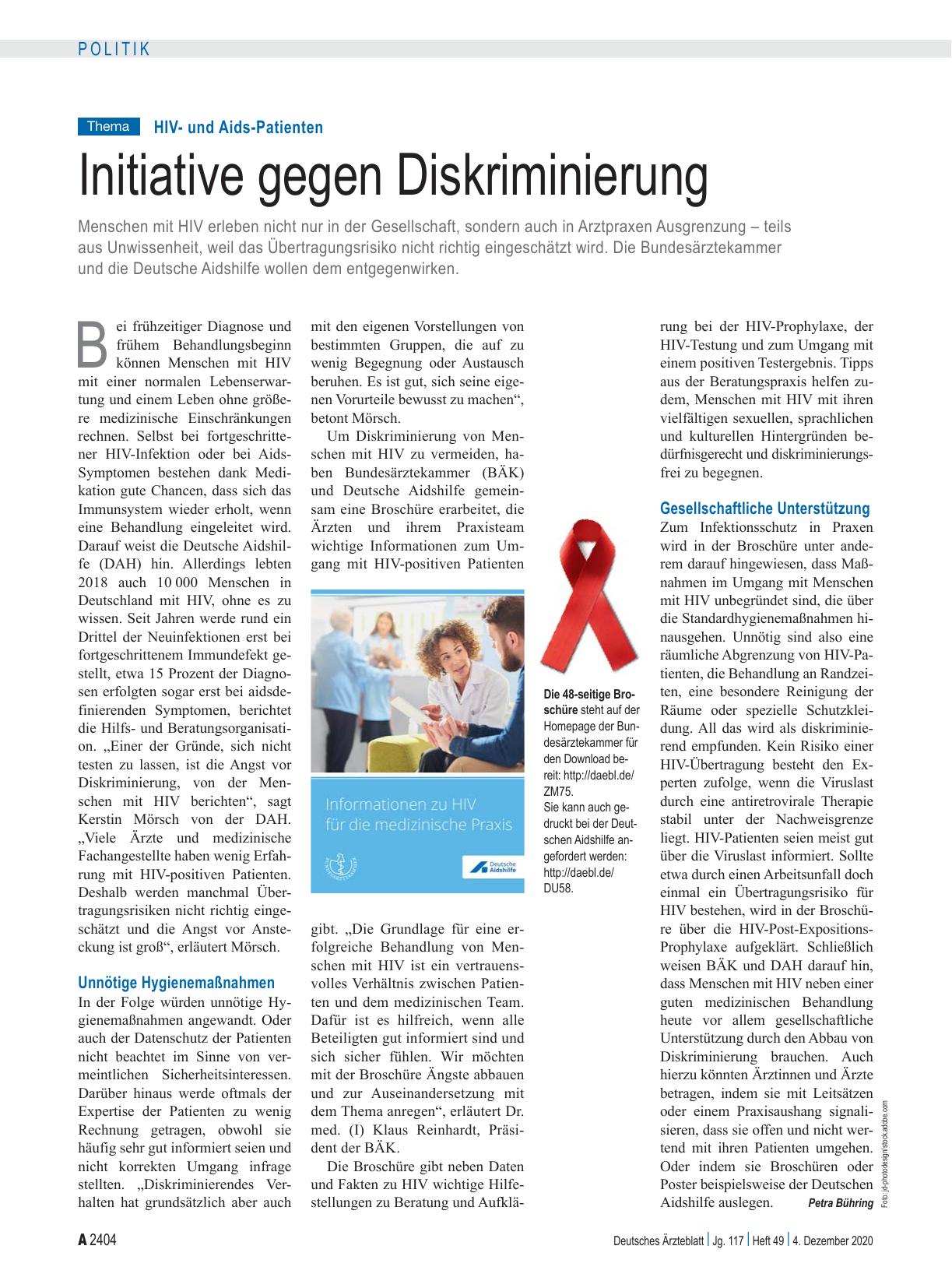 Vorschauseite 1: HIVund Aids-Patienten: Initiative gegen Diskriminierung