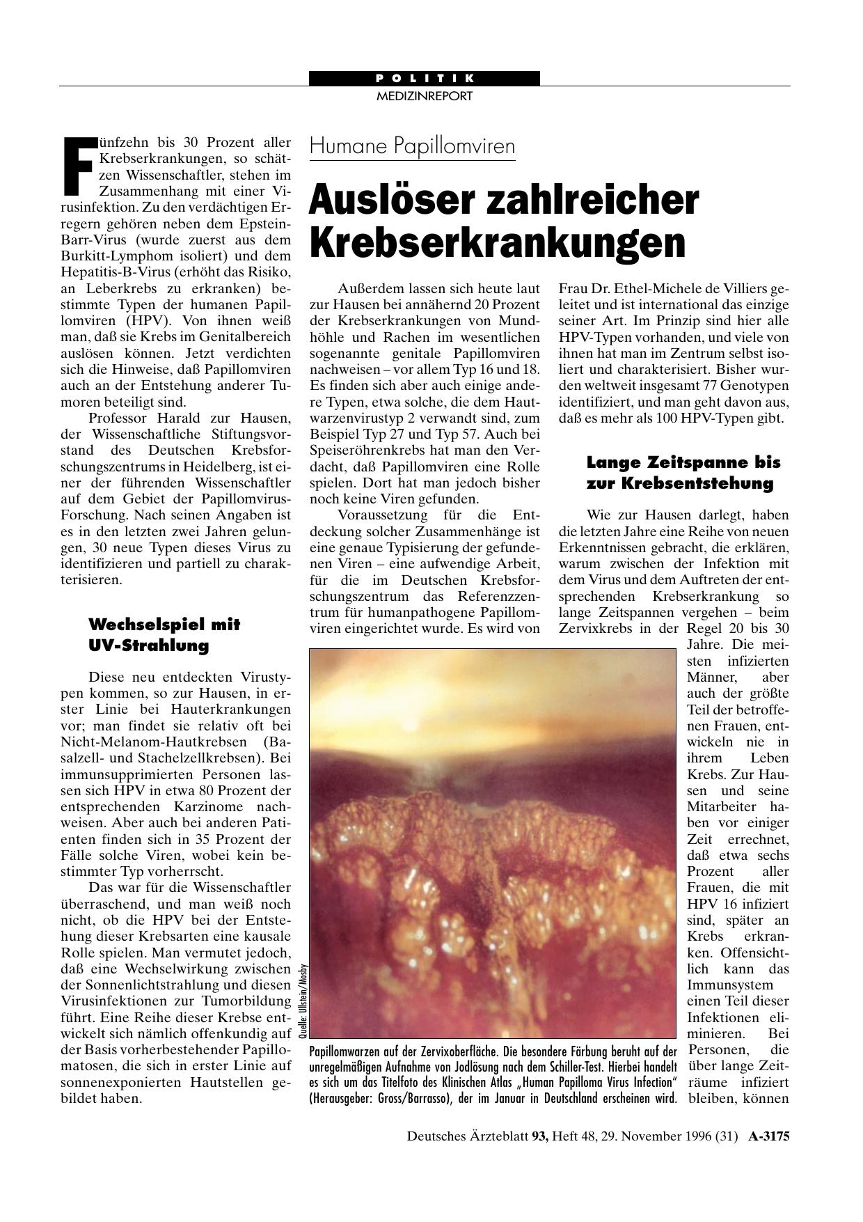 Vorschauseite 1: Humane Papillomviren: Auslöser zahlreicher Krebserkrankungen