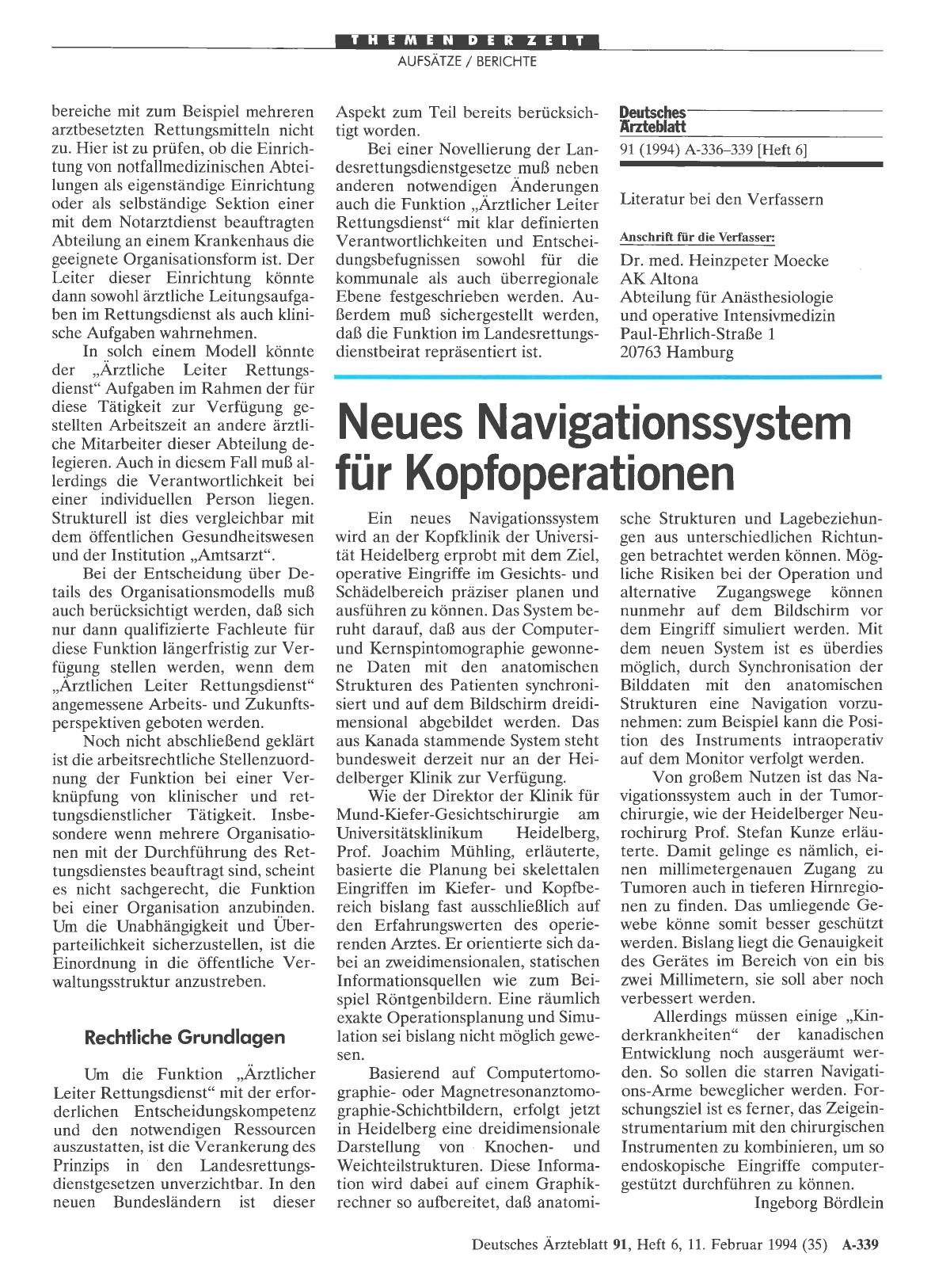 Vorschauseite 1: Neues Navigationssystem für Kopfoperationen