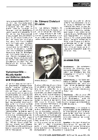 Vorschauseite 1: Dr. Edmund Christiani 65 Jahre