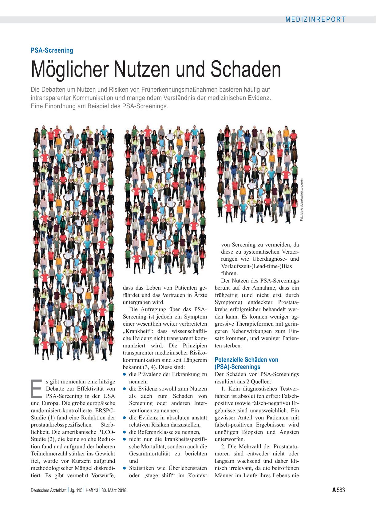Vorschauseite 1: PSA-Screening: Möglicher Nutzen und Schaden