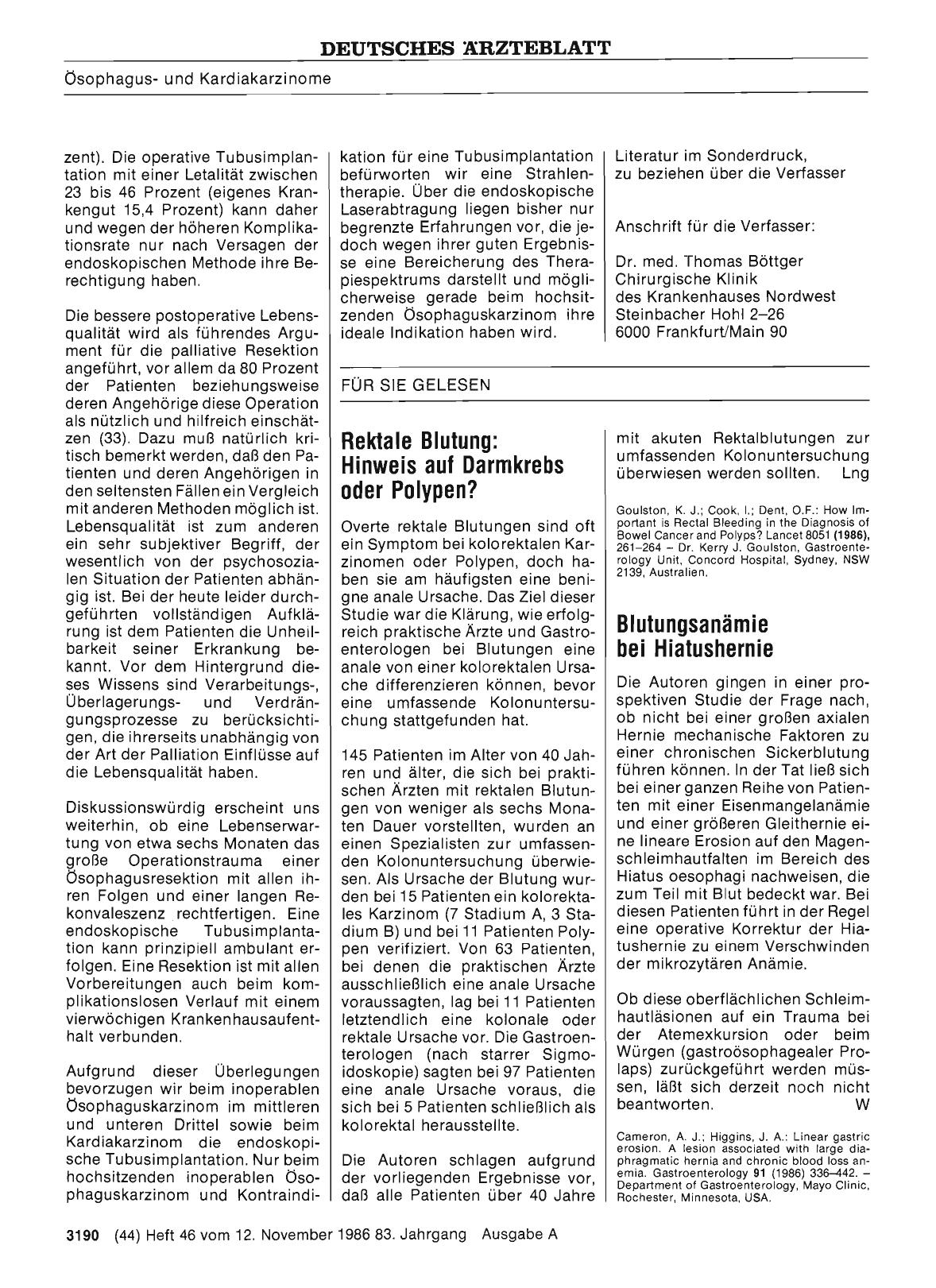 Vorschauseite 1: Blutungsanämie bei Hiatushernie