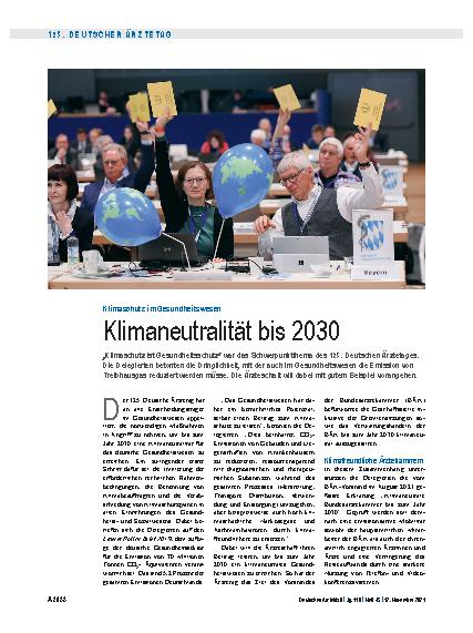 Vorschauseite 1: Klimaschutz im Gesundheitswesen: Klimaneutralität bis 2030