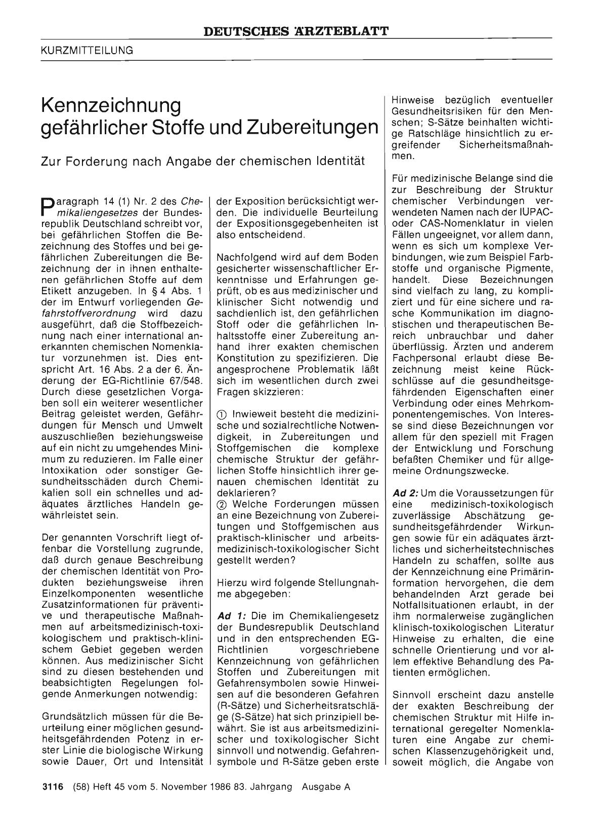 Vorschauseite 1: Kennzeichnung gefährlicher Stoffe und Zubereitungen